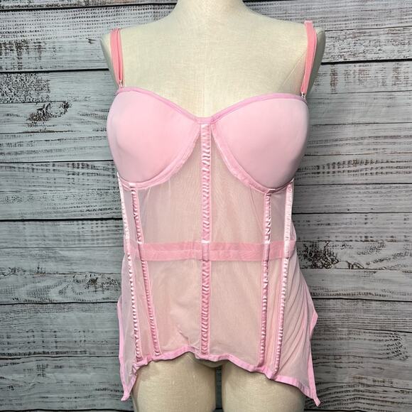 Daisy Corsets Plus Size 5X Lavish Pink Mesh Underwire Bustier Corset Pink - Picture 1 of 15